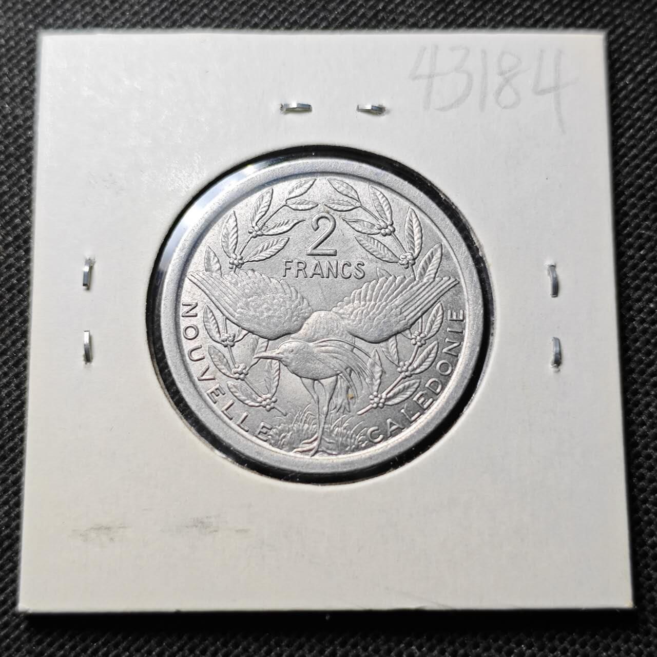KK钱币收藏小铺 第343场 2月预留时间 周末发货 1973法属新喀里多尼亚2法郎 好品