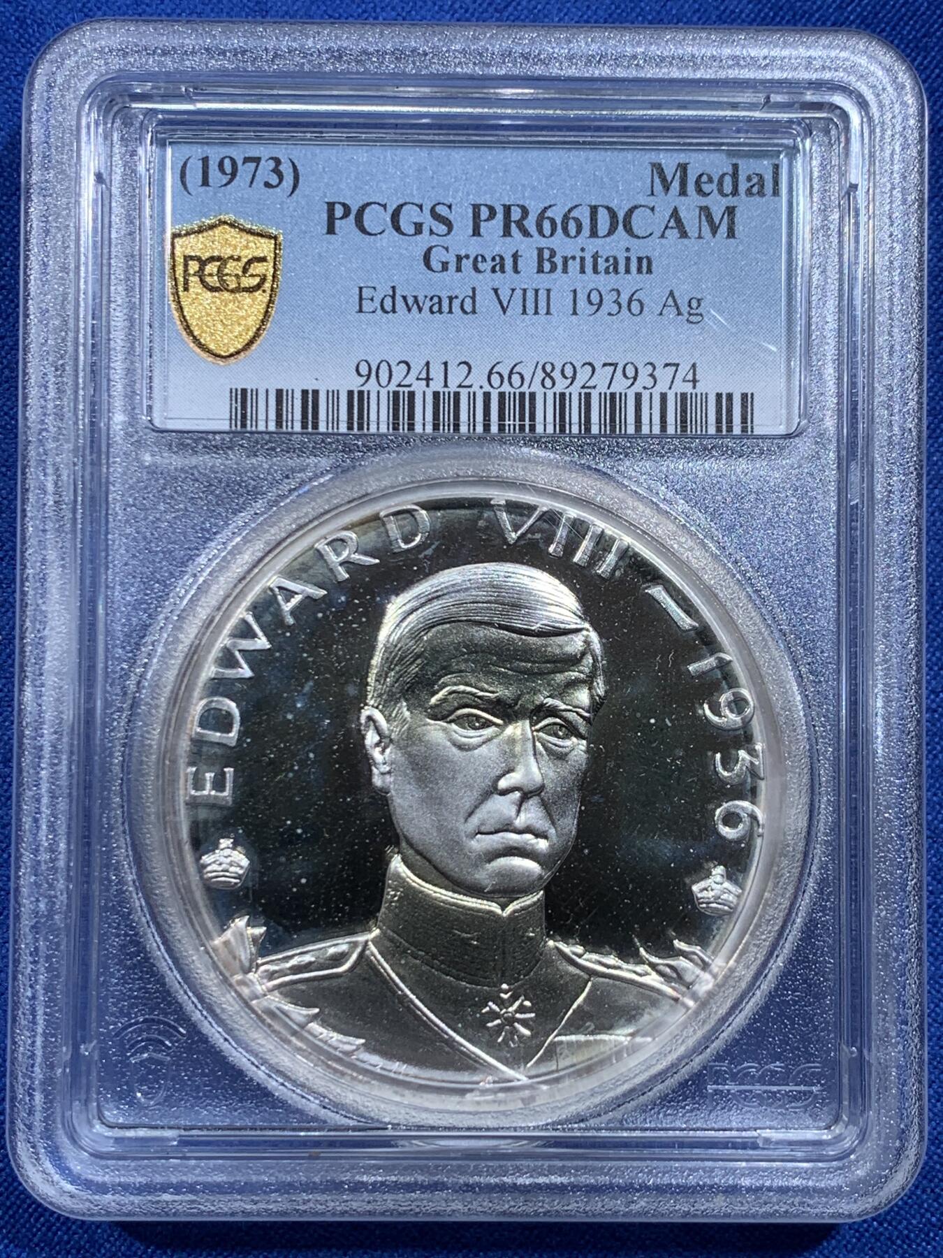 《竞宝斋》第420场 周日，周一，周二  3场连拍 （全场包邮） PCGS PR66DCAM 1973年英国爱德华八世银章 HA2023年6月拍了一枚67分的1380美元 加厚盒装