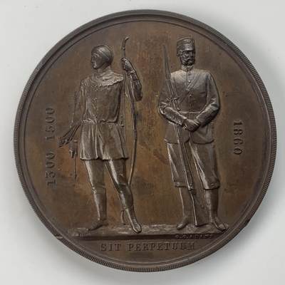 掌中浮雕-藏着的欧洲第036场 - 1860年英国射击协会纪念铜章，48mm，非原盒