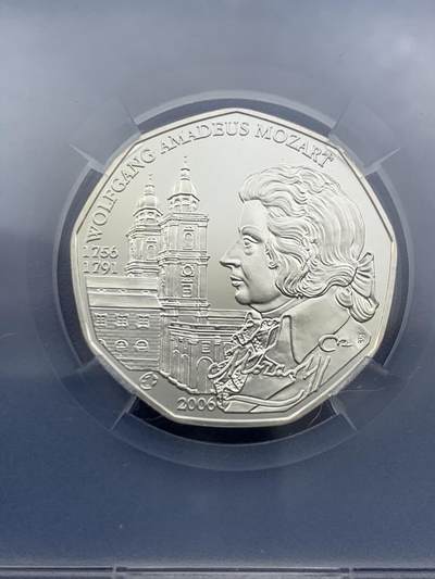 《竞宝斋》第420场 周日，周一，周二  3场连拍 （全场包邮） TQG MS68 奥地利2006年欧洲之星-莫扎特250年诞辰5欧元普制银币 10克 800银