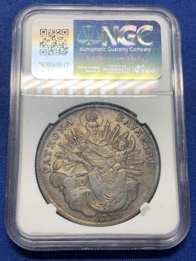 《竞宝斋》第420场 周日，周一，周二  3场连拍 （全场包邮） NGC AUD 德国1775年巴伐利亚圣母抱婴1泰勒银币 深打几乎没有减重痕 细节非常好