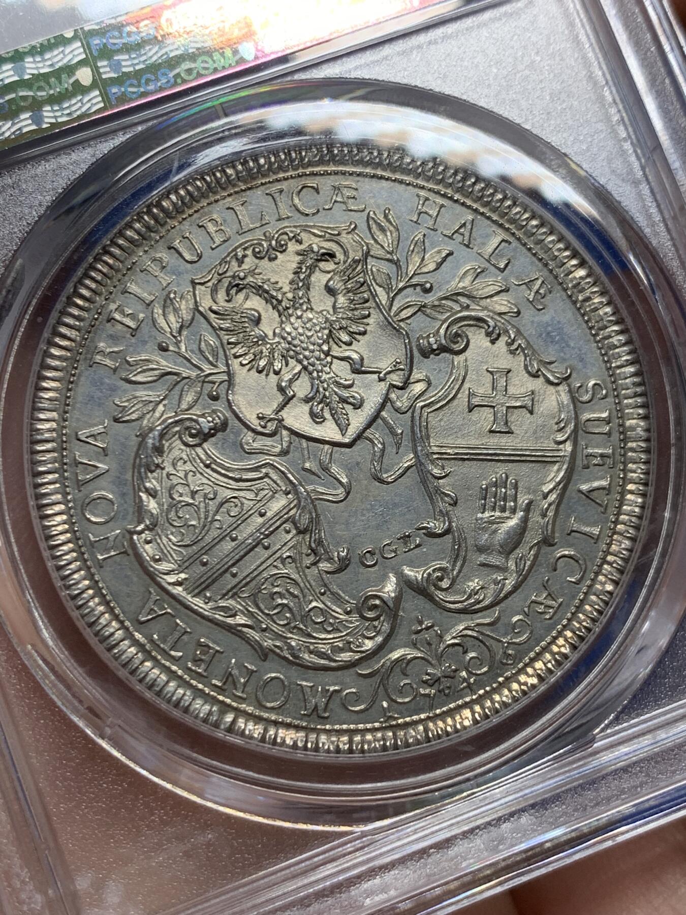 《竞宝斋》第421场 周日，周一，周二  3场连拍 （全场包邮） 稀少 PCGS MS61PL  德国 1746年 施韦比施哈尔市 弗朗茨一世泰勒银币 发行量只有800的名誉品种 两年前普通MS61成交14000，MS63PL成交价达到42000