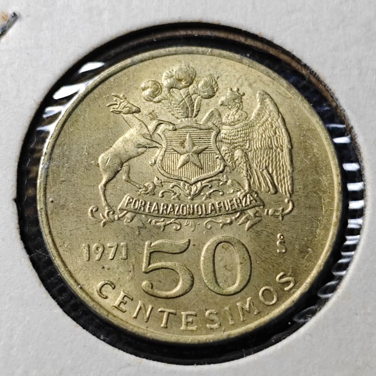 KK钱币收藏小铺 第346场 2月预留时间 周末发货 1971智利50分 好品铜币