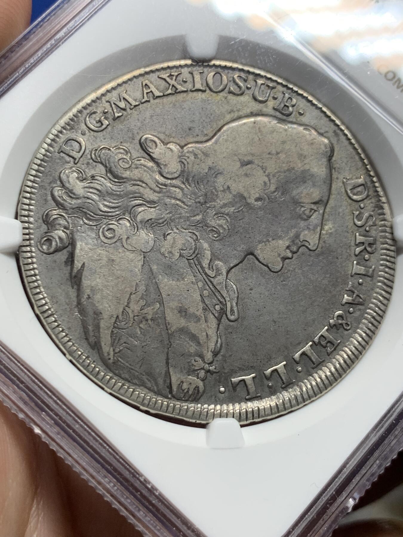 《竞宝斋》第421场 周日，周一，周二  3场连拍 （全场包邮） NGC VF 德国巴伐利亚 1769年 圣母抱婴1泰勒银币 正面细节不错