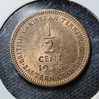 KK钱币收藏小铺 第346场 2月预留时间 周末发货 -  1955英属加勒比1/2分铜币 好品