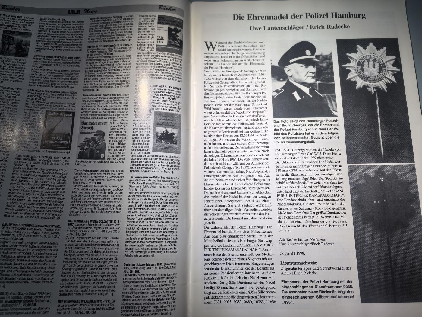 盛世勋华——号角文化勋章邮票专场拍卖第280期 德国出版 Militaria-Magazin杂志 1999年4/5月刊总第93期 50页