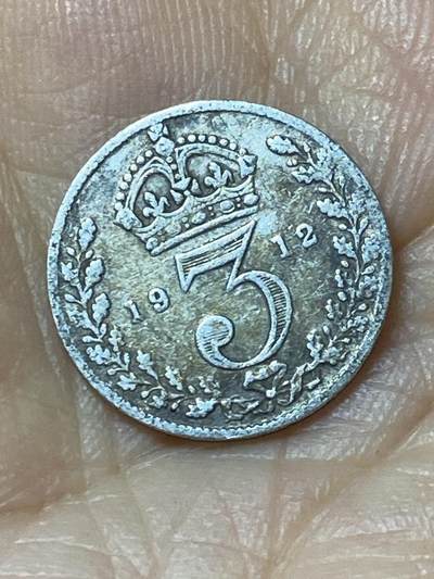 2025年第九十五场(总第一百二十一场）外国好品散币(免佣金) - 英国🇬🇧1912年3便士银币(乔治五世第一版，925银)