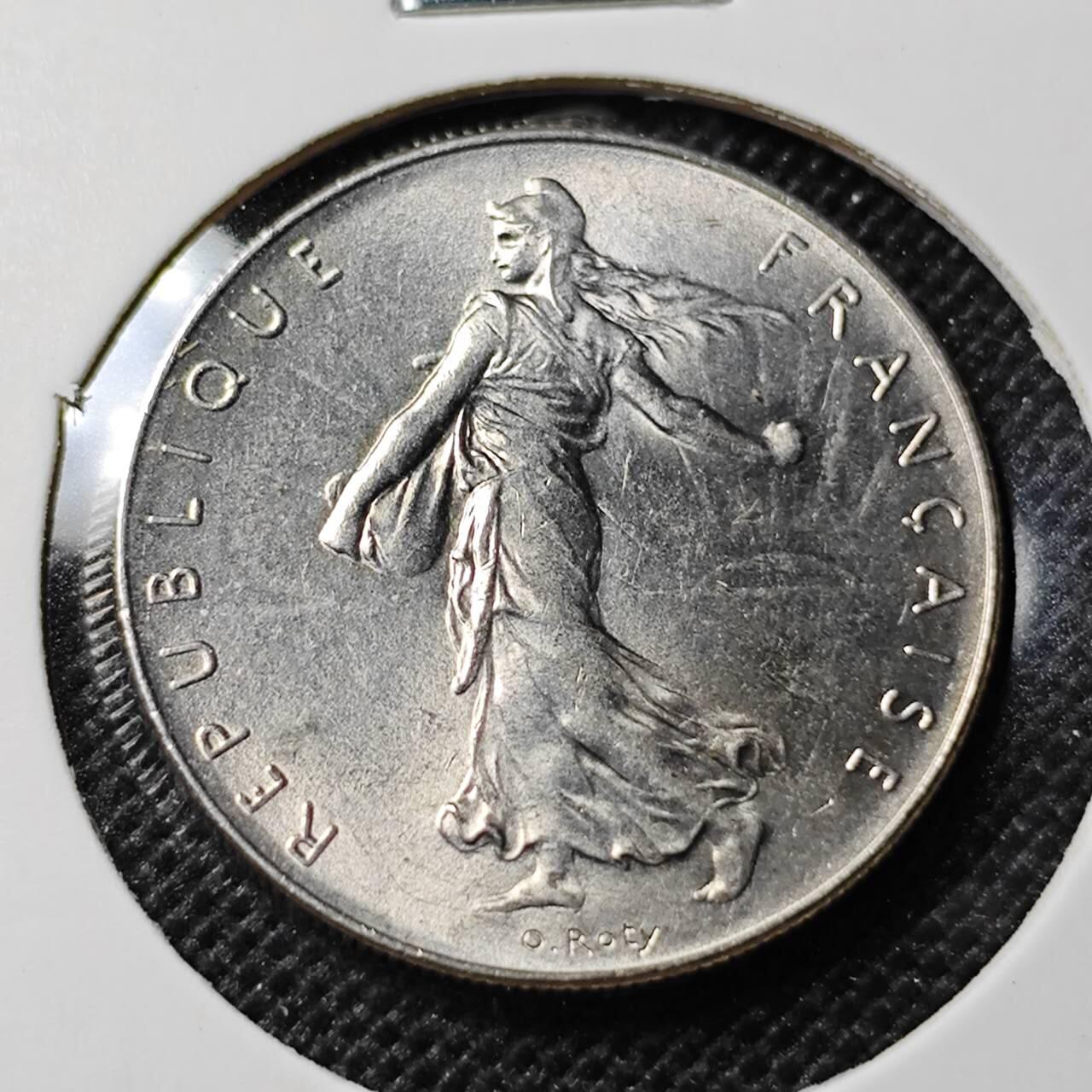 KK钱币收藏小铺 第345场 2月预留时间 周末发货 1974法国行走女神1法郎 好品