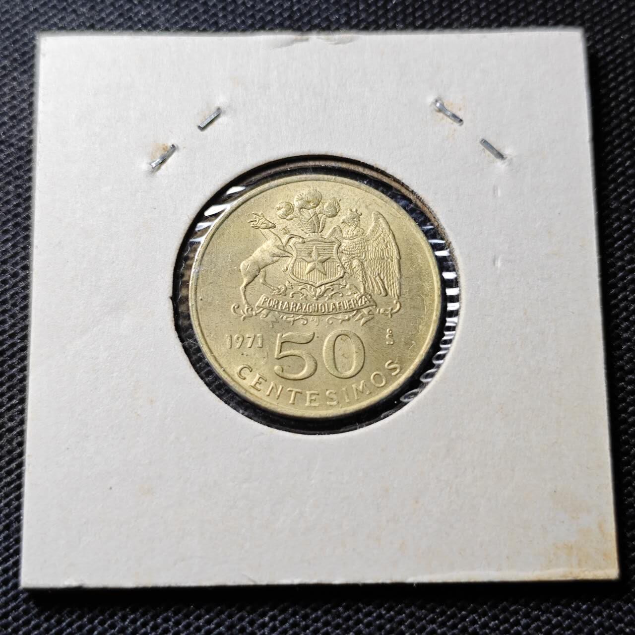 KK钱币收藏小铺 第346场 2月预留时间 周末发货 1971智利50分 好品铜币