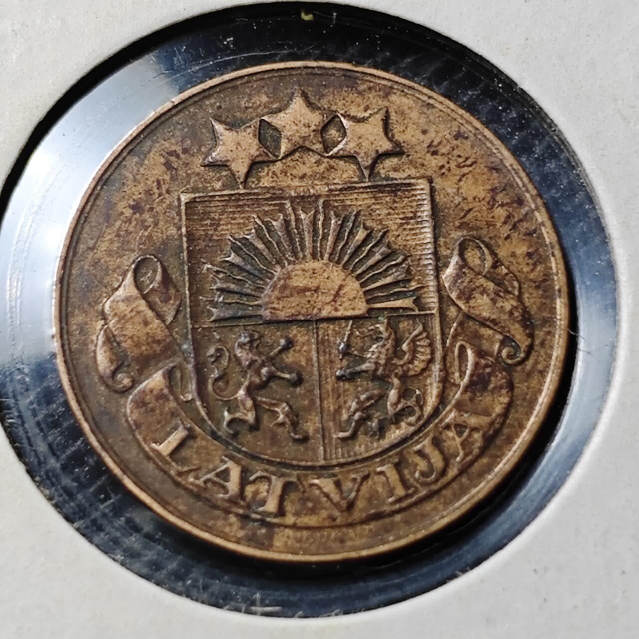 KK钱币收藏小铺 第346场 2月预留时间 周末发货  1924拉脱维亚1分铜币