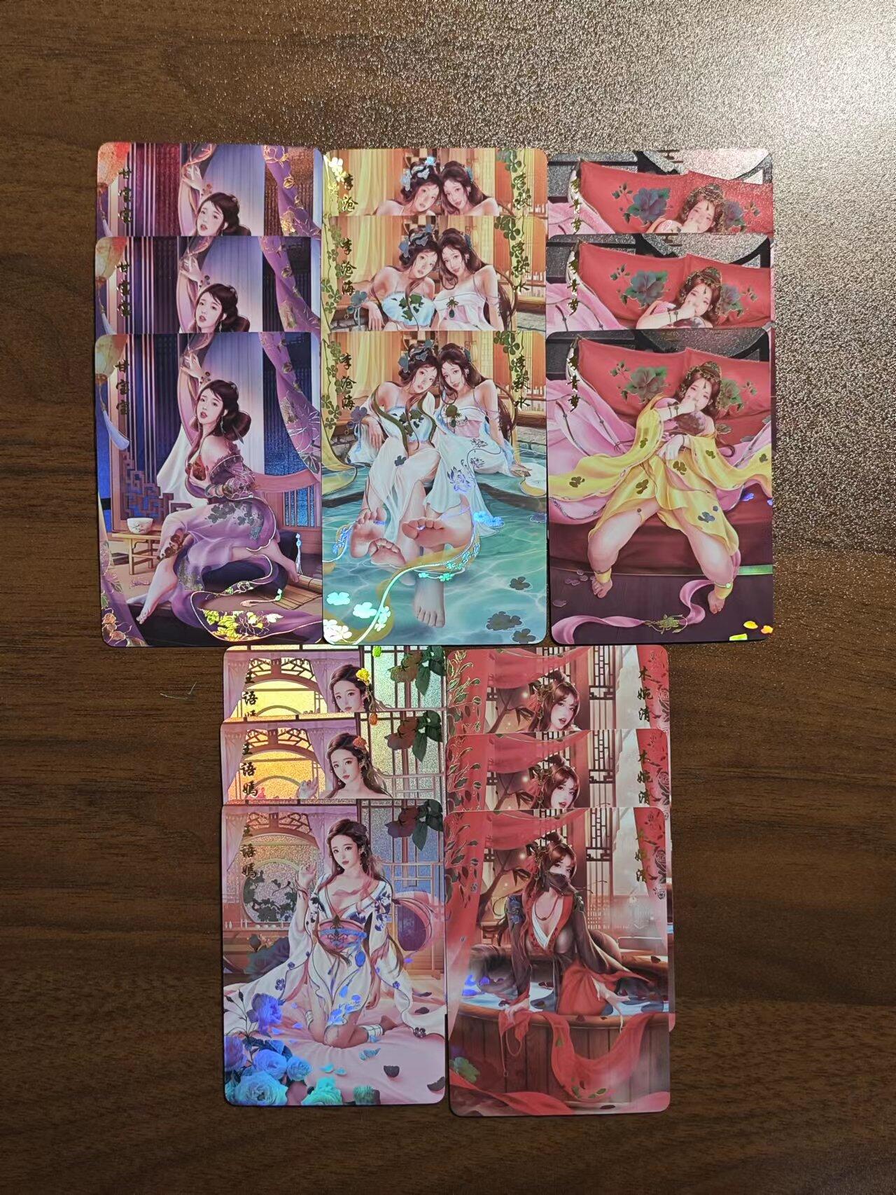 光影卡牌第23期，各家亲签，各家套卡，持续收拍品 青鸾原创射八雕之天龙八部精扣彩闪卡，一套15张
