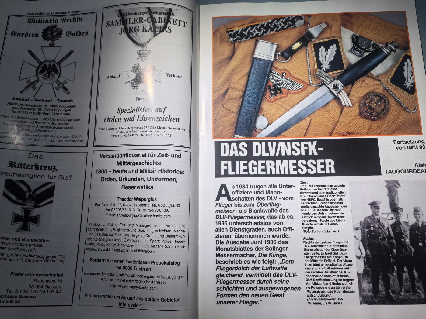 盛世勋华——号角文化勋章邮票专场拍卖第280期 德国出版 Militaria-Magazin杂志 1999年4/5月刊总第93期 50页