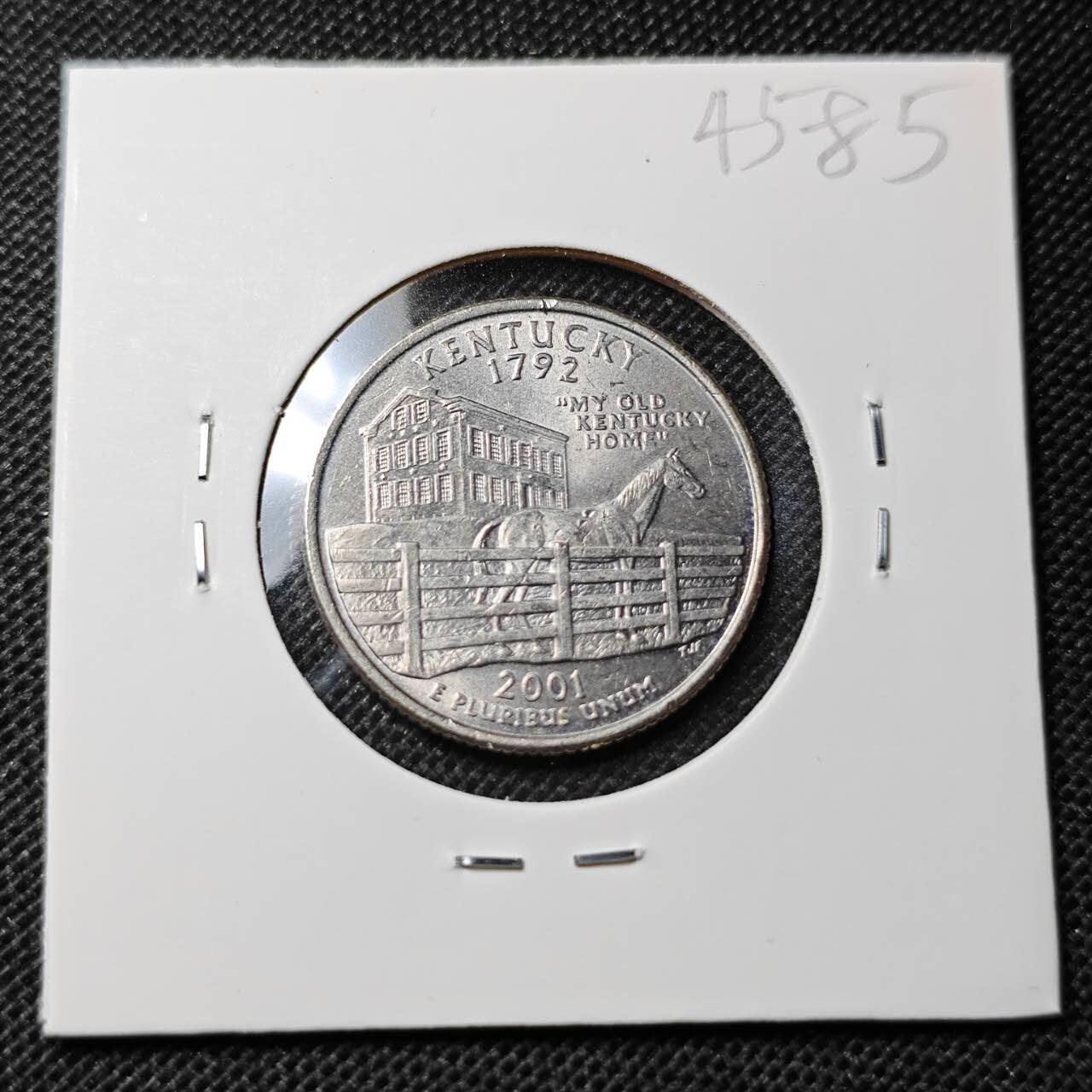 KK钱币收藏小铺 第345场 2月预留时间 周末发货 2001美国25分 纪念币 好品