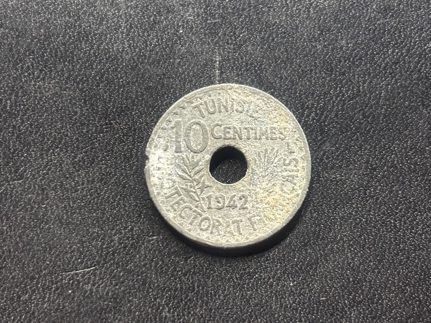 邮泉阁限时拍卖第二十六场 各国硬币专场（硬币在国外） 法属突尼斯1942年10分锌币