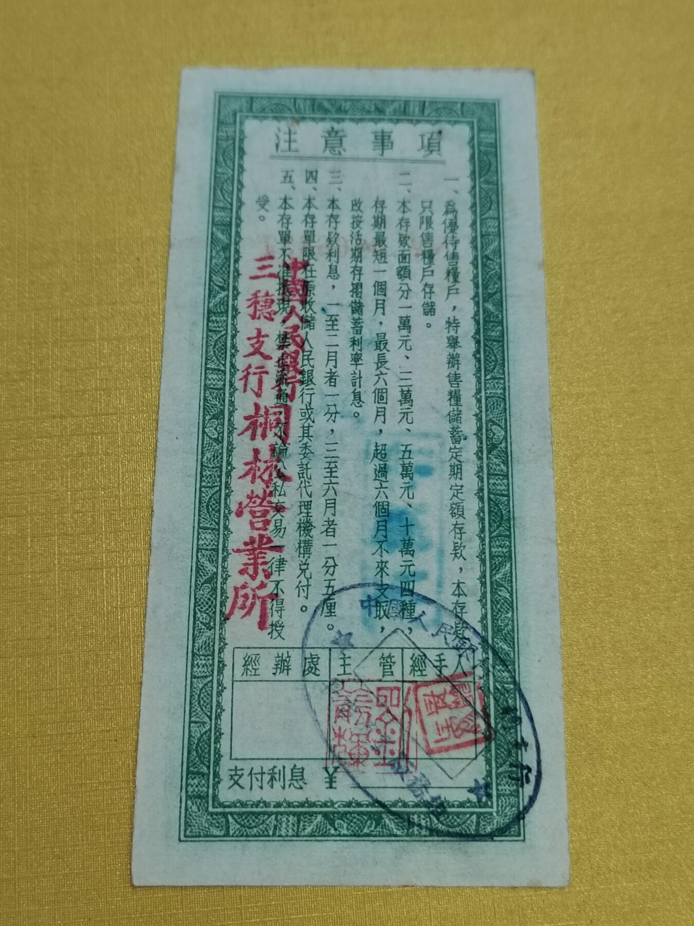 PCAI钱币23-522  存单小专场 贵州五万