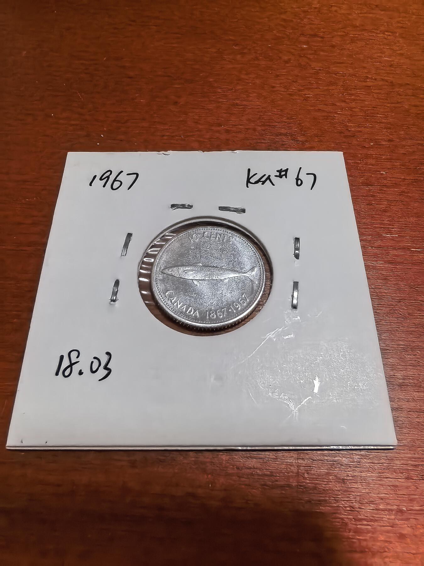 长老汇蛇年精选第五十一场拍卖 1967加拿大伊丽莎白二世10分银币，原光（6）