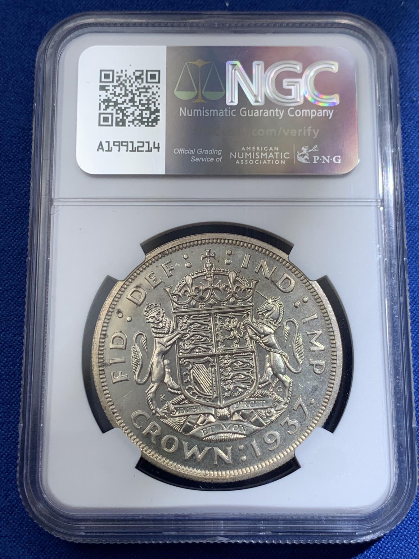 《竞宝斋》第421场 周日，周一，周二  3场连拍 （全场包邮） NGC PF63 英国1937年乔治六世加冕首年精制克朗银币