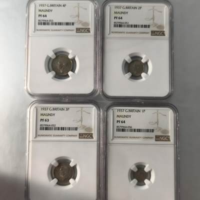 老蟹的宝藏🏴‍☠️ II-美国/奥地利/英国/其余国家评级币及散币 - NGC PF64-63 英国1937年乔治六世濯足币4枚一组
