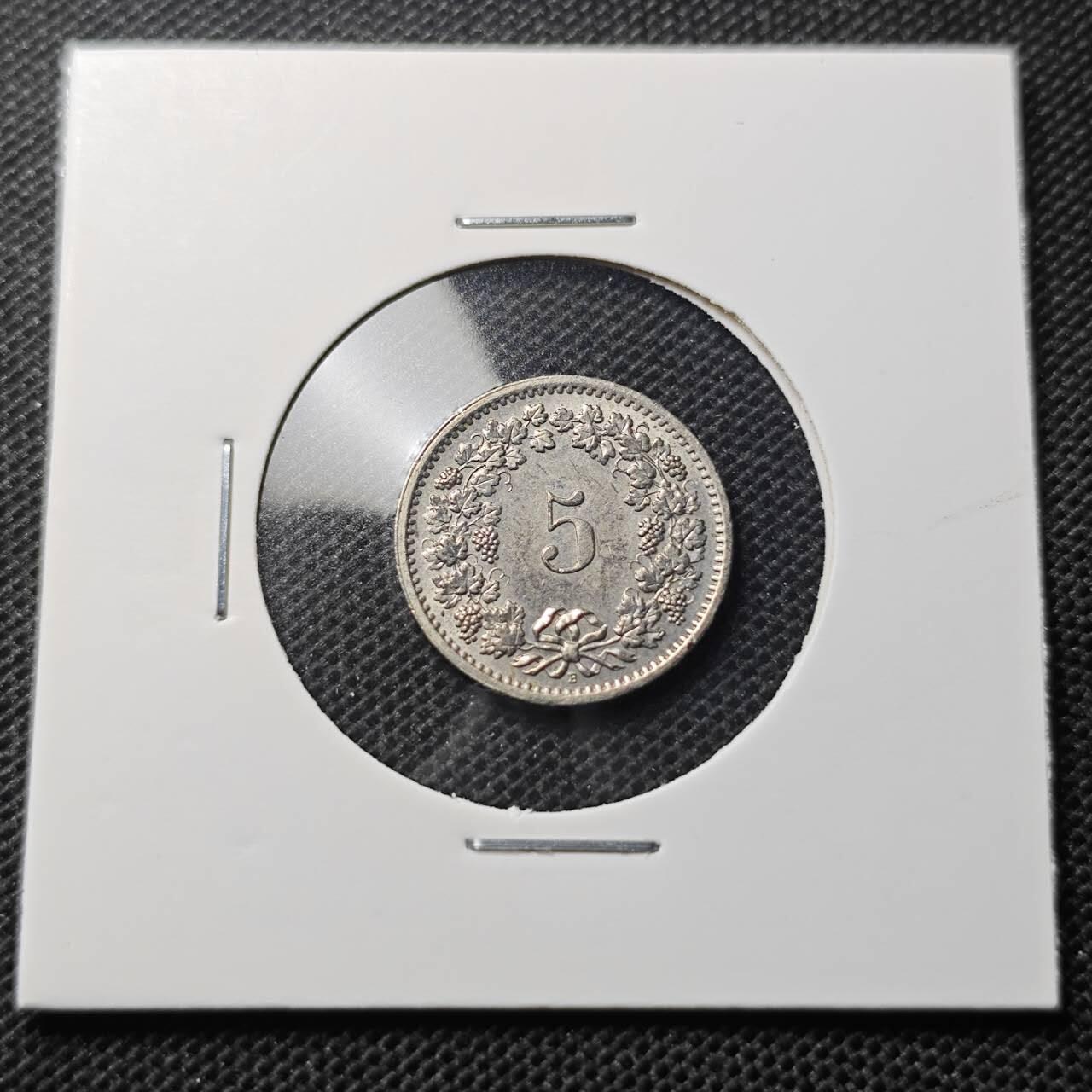 KK钱币收藏小铺 第344场 2月预留时间 周末发货 1969瑞士5分