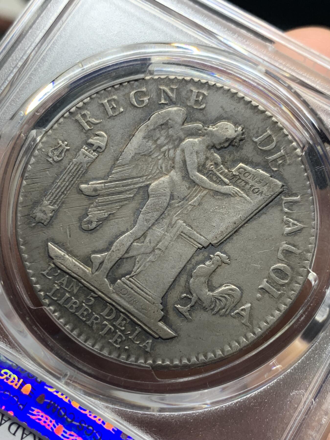 《竞宝斋》第421场 周日，周一，周二  3场连拍 （全场包邮） PCGS XFD 法国1793年路易十六天使埃居大银 原味 品佳