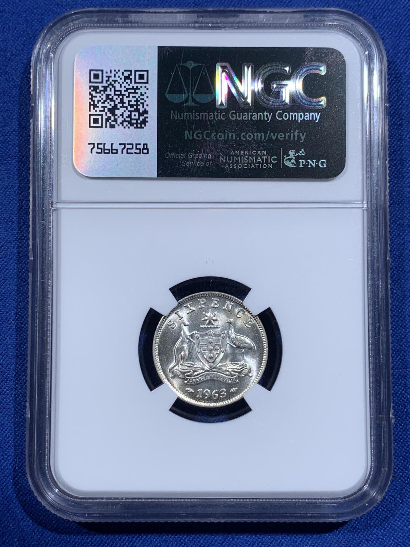 《竞宝斋》第421场 周日，周一，周二  3场连拍 （全场包邮） 三枚一组 NGC MS64-65 澳大利亚1962-1964年3便士-2先令银币