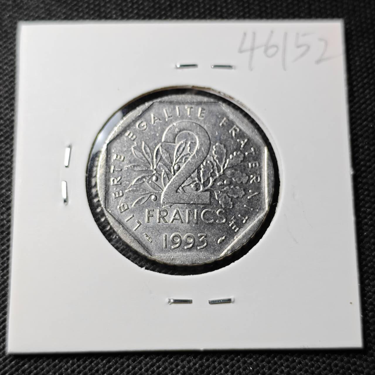 KK钱币收藏小铺 第346场 2月预留时间 周末发货 1993法国2法郎纪念币