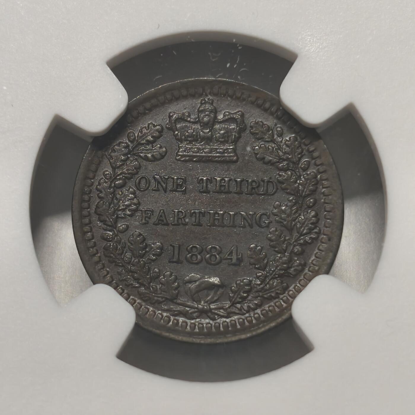 老蟹的宝藏🏴‍☠️ II-美国/奥地利/英国/其余国家评级币及散币 NGC MS61BN 英国殖民地1884年维多利亚1/3法新