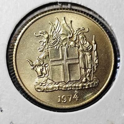 KK钱币收藏小铺 第346场 2月预留时间 周末发货 - 1974 冰岛1克朗 好品