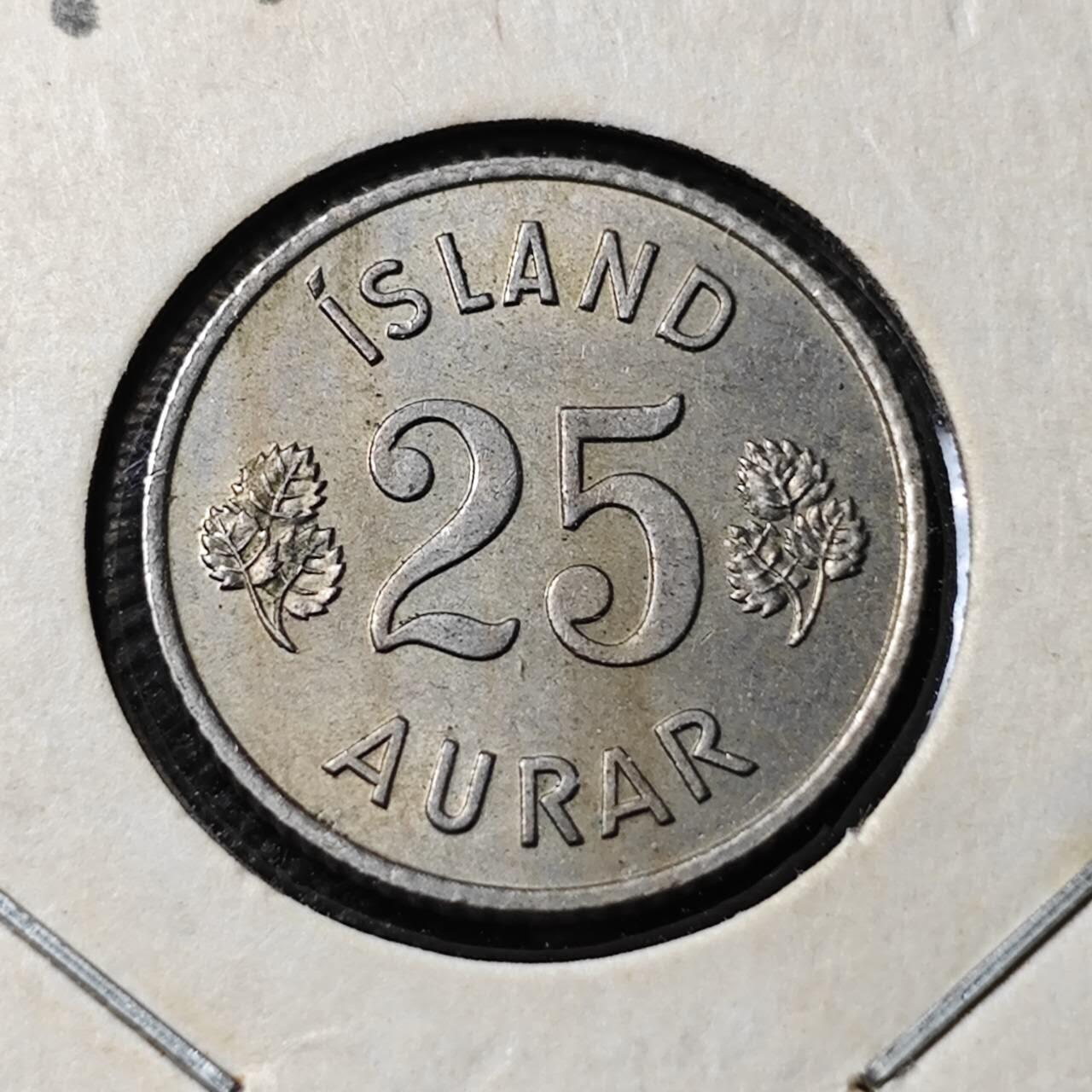 KK钱币收藏小铺 第346场 2月预留时间 周末发货  1966冰岛25奥拉 好品