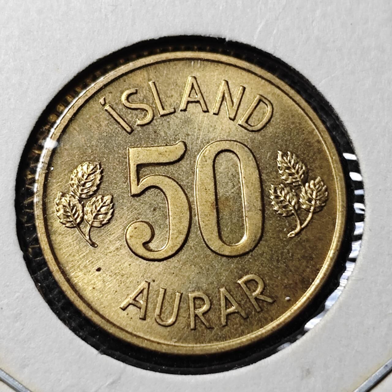 KK钱币收藏小铺 第346场 2月预留时间 周末发货  1974冰岛50奥拉铜币 好品