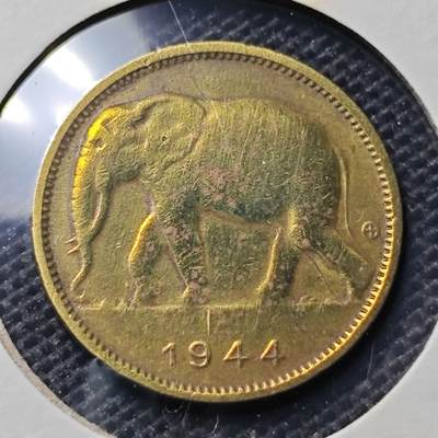 KK钱币收藏小铺 第345场 2月预留时间 周末发货 - 1944 刚果1法郎 大象铜币