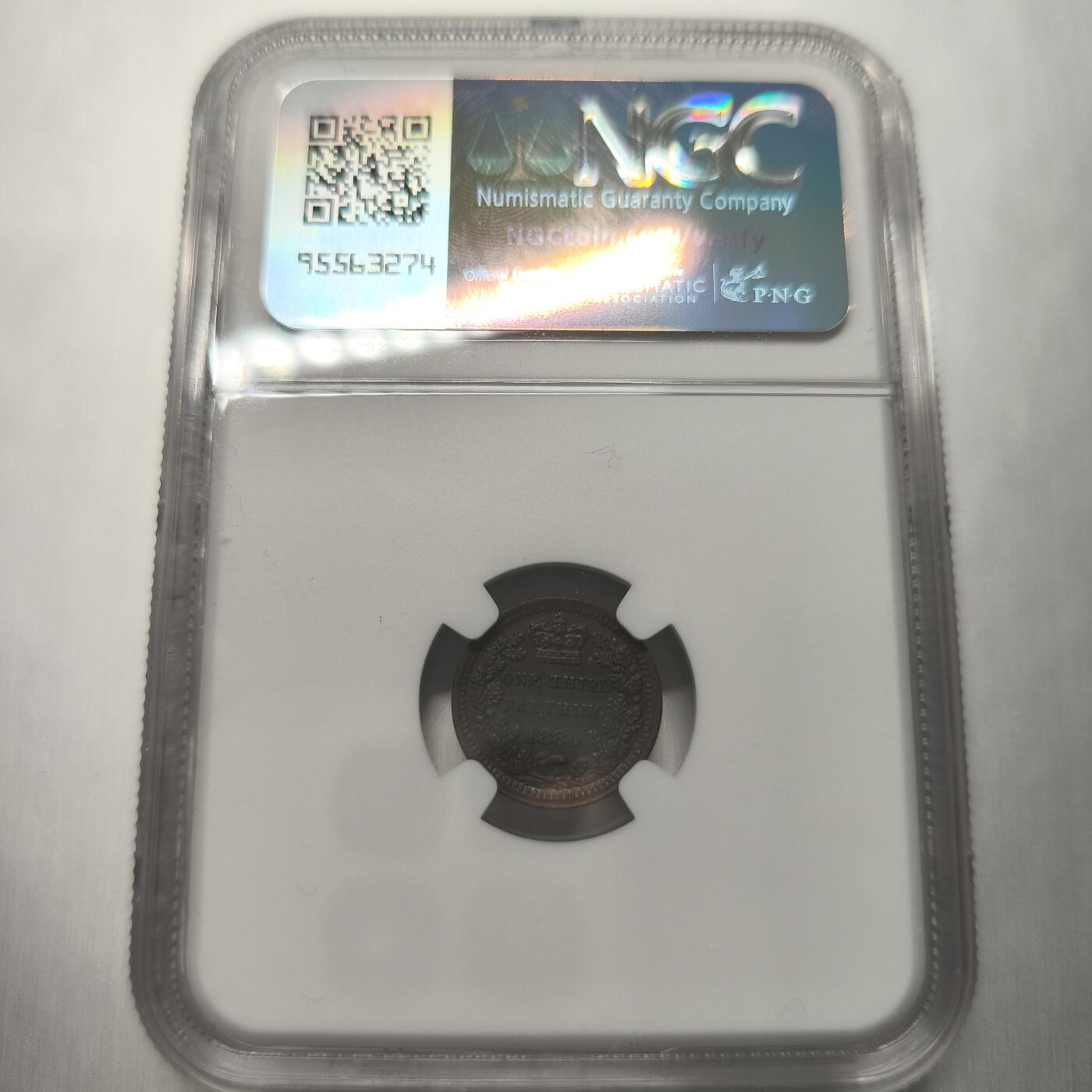 老蟹的宝藏🏴‍☠️ II-美国/奥地利/英国/其余国家评级币及散币 NGC MS61BN 英国殖民地1884年维多利亚1/3法新