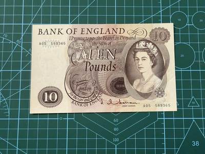 【炜奕收藏】，第四十五期 - 英国C序列10镑，UNC-品相，轻微压痕，早期A05冠，号码无47