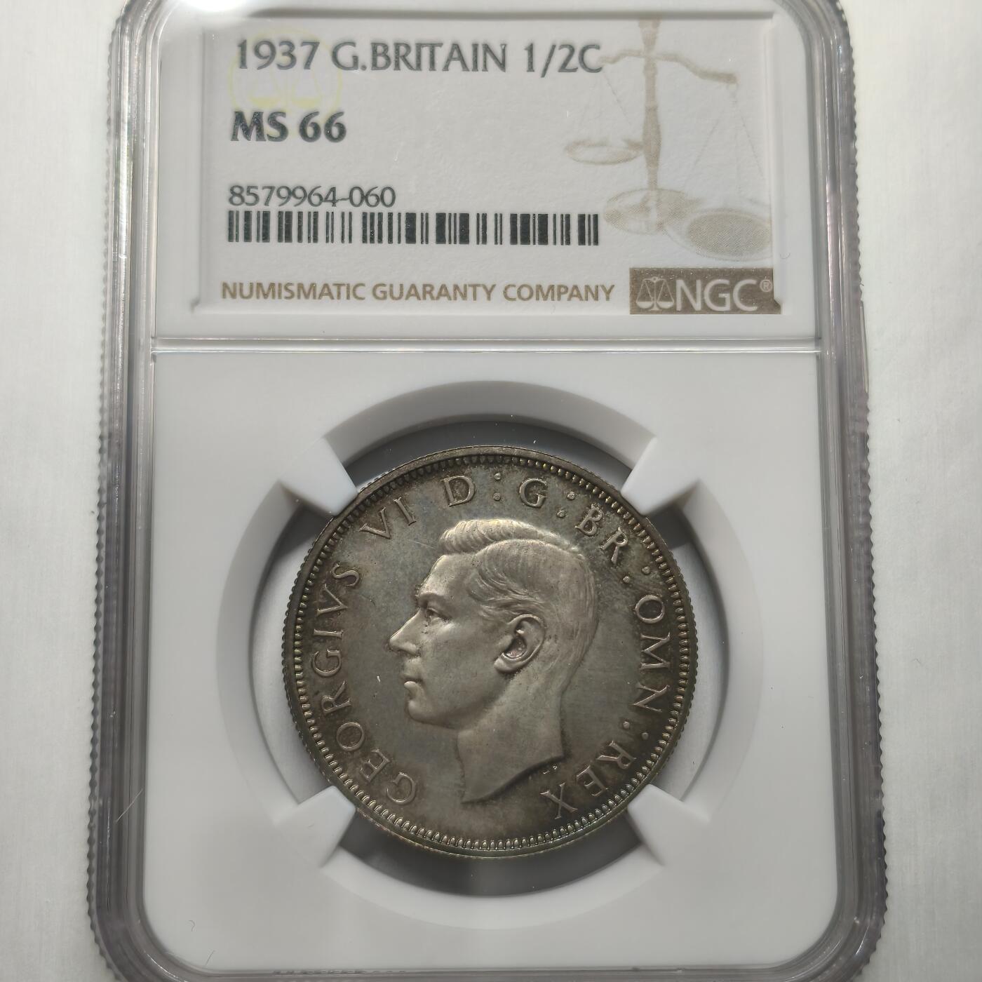 老蟹的宝藏🏴‍☠️ II-美国/奥地利/英国/其余国家评级币及散币 NGC MS66 英国1937年乔治六世精制1/2克朗-原盒拆出上海N错评