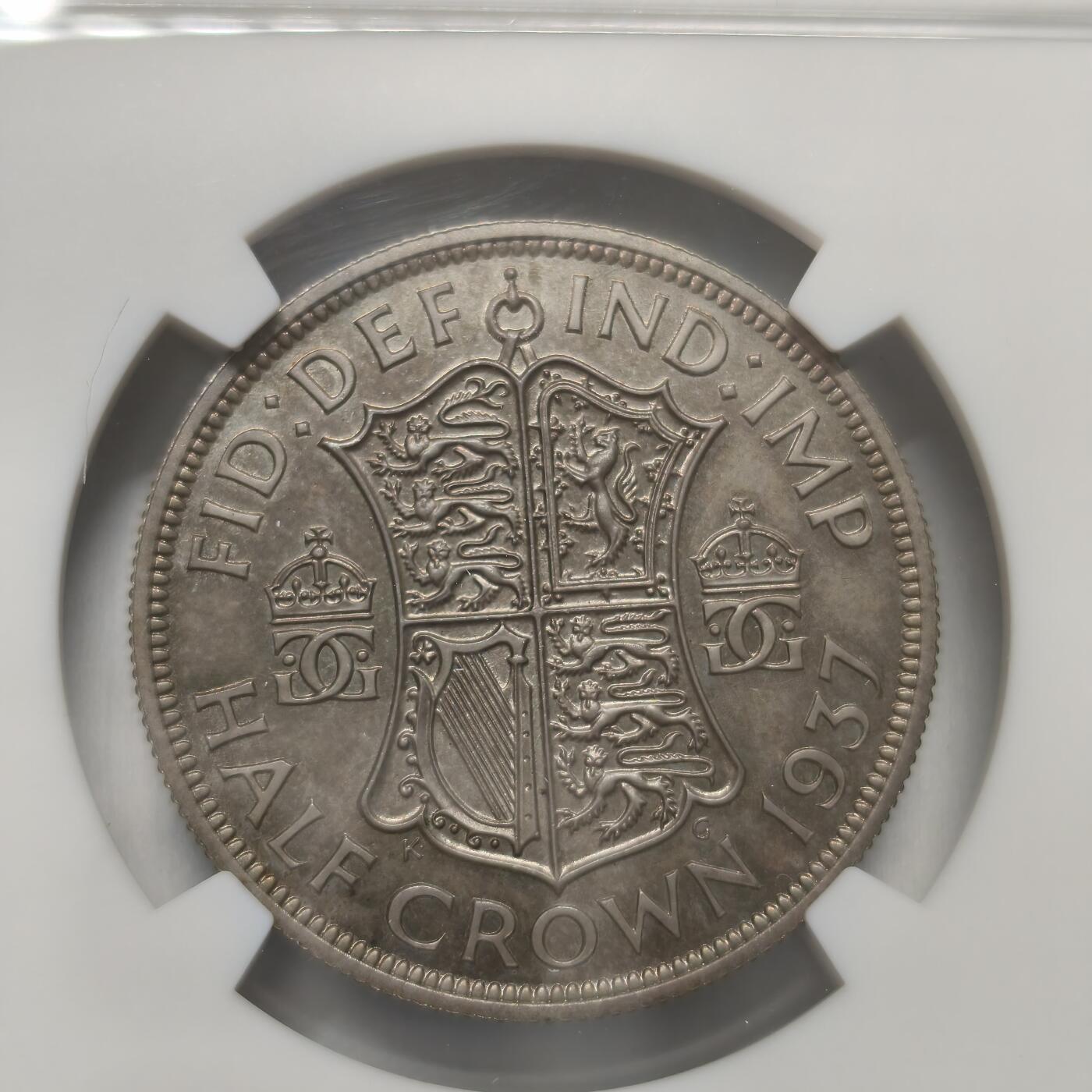 老蟹的宝藏🏴‍☠️ II-美国/奥地利/英国/其余国家评级币及散币 NGC MS66 英国1937年乔治六世精制1/2克朗-原盒拆出上海N错评