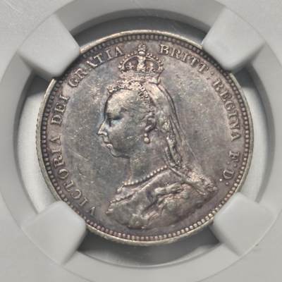 老蟹的宝藏🏴‍☠️ II-美国/奥地利/英国/其余国家评级币及散币 - NGC AU55 英国1887年维多利亚1先令紫罗兰包浆