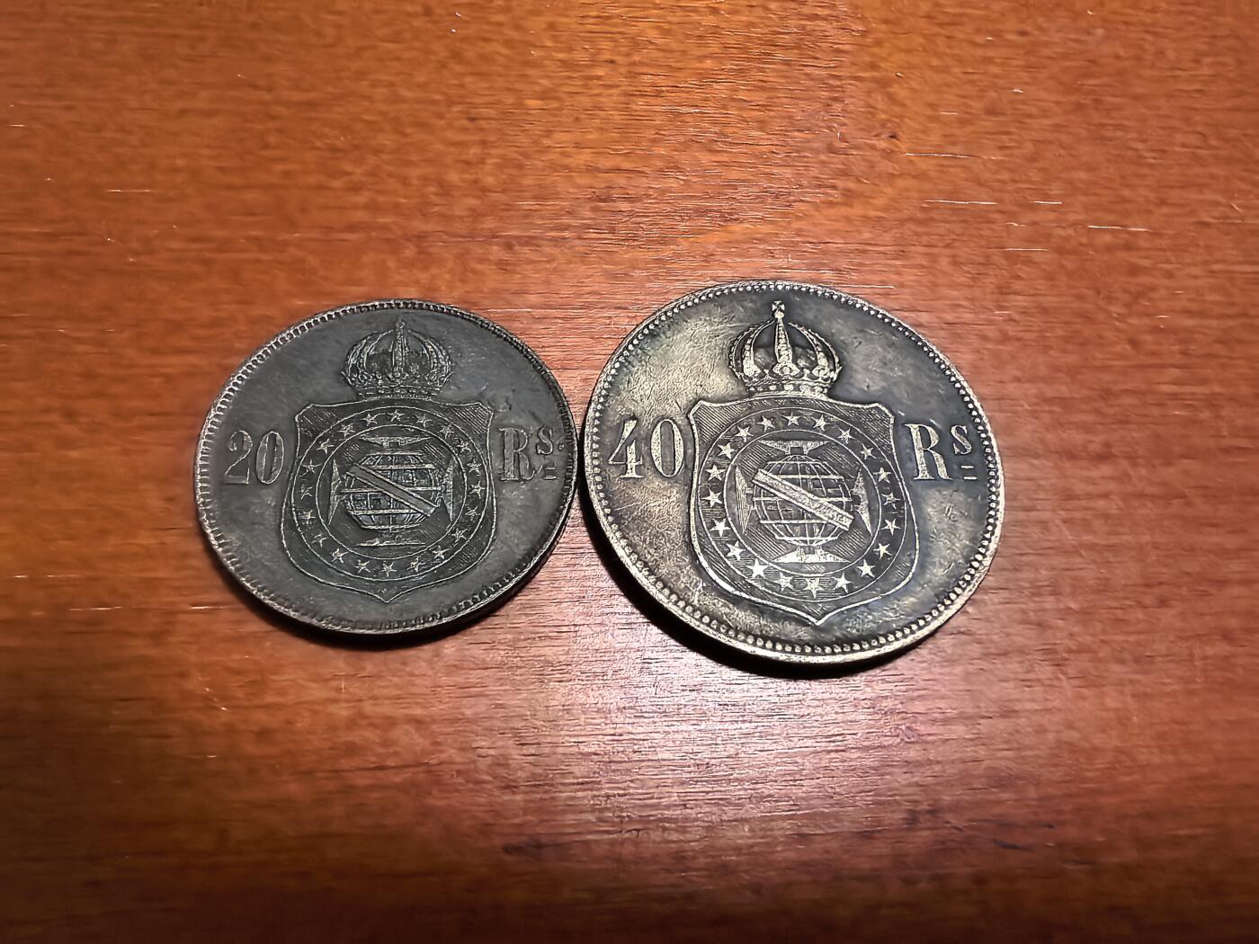长老汇蛇年精选第五十一场拍卖 1869+1875巴西佩德罗二世20+40瑞斯铜币2枚