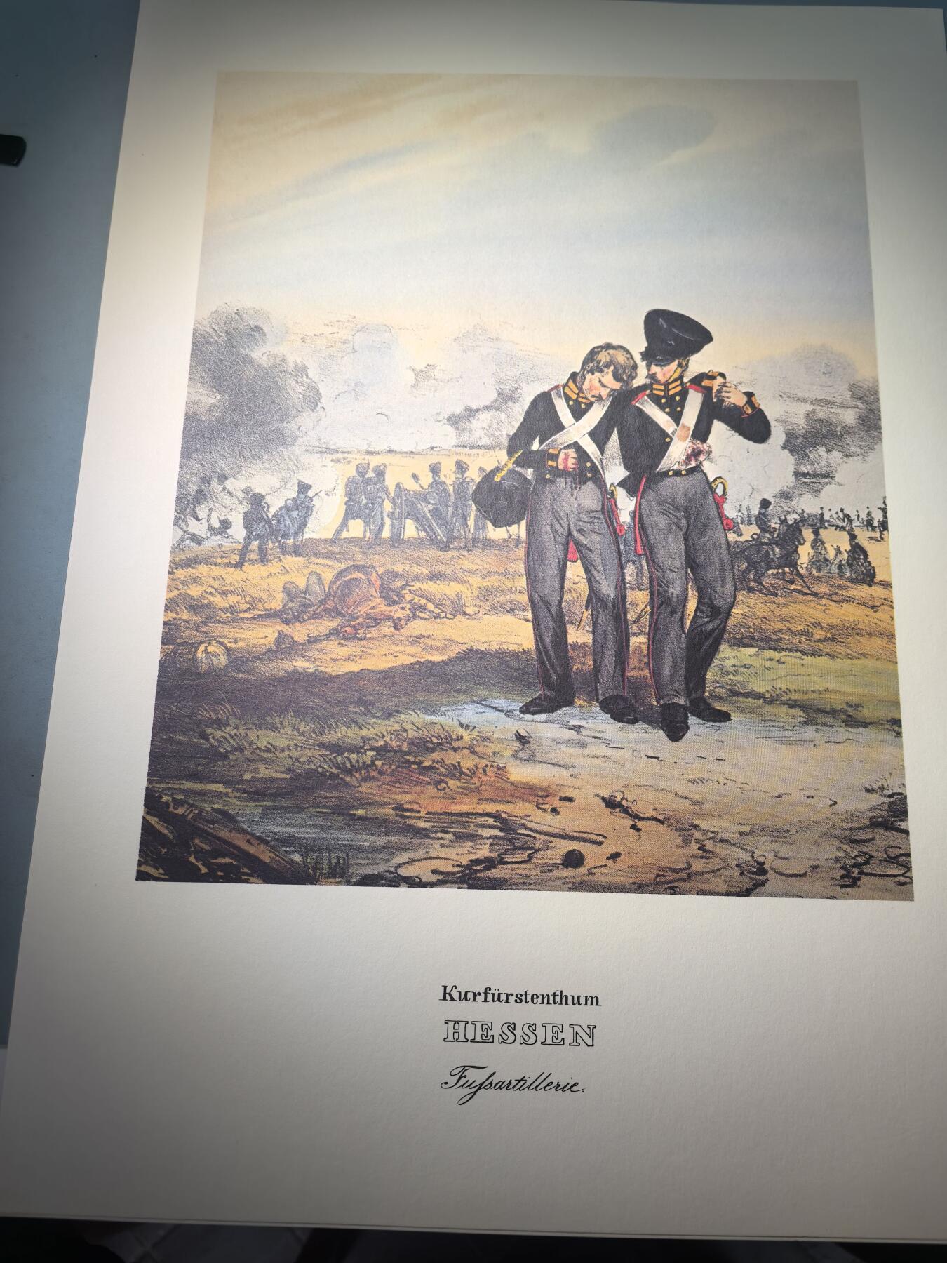 盛世勋华——号角文化勋章邮票专场拍卖第280期 大尺寸手绘图卡 黑森大公国野战炮兵 大A4尺寸 翻印自1848年出版《德意志陆军》一书