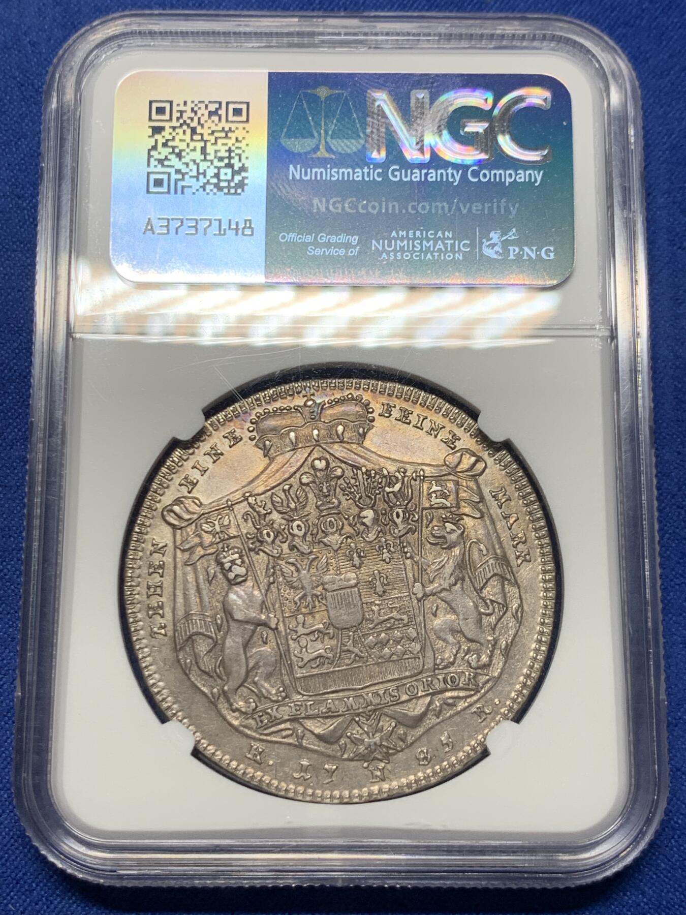 《竞宝斋》第421场 周日，周一，周二  3场连拍 （全场包邮） NGC AU58 德国1785年霍恩洛厄-新施泰因-厄林根泰勒银币