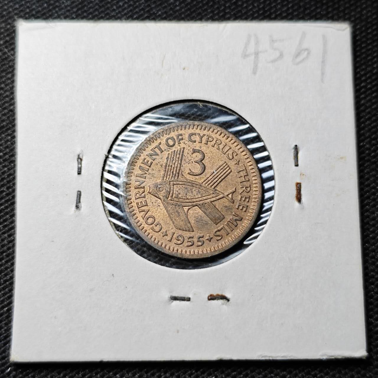 KK钱币收藏小铺 第345场 2月预留时间 周末发货  1955英属塞浦路斯3米尔铜币 
