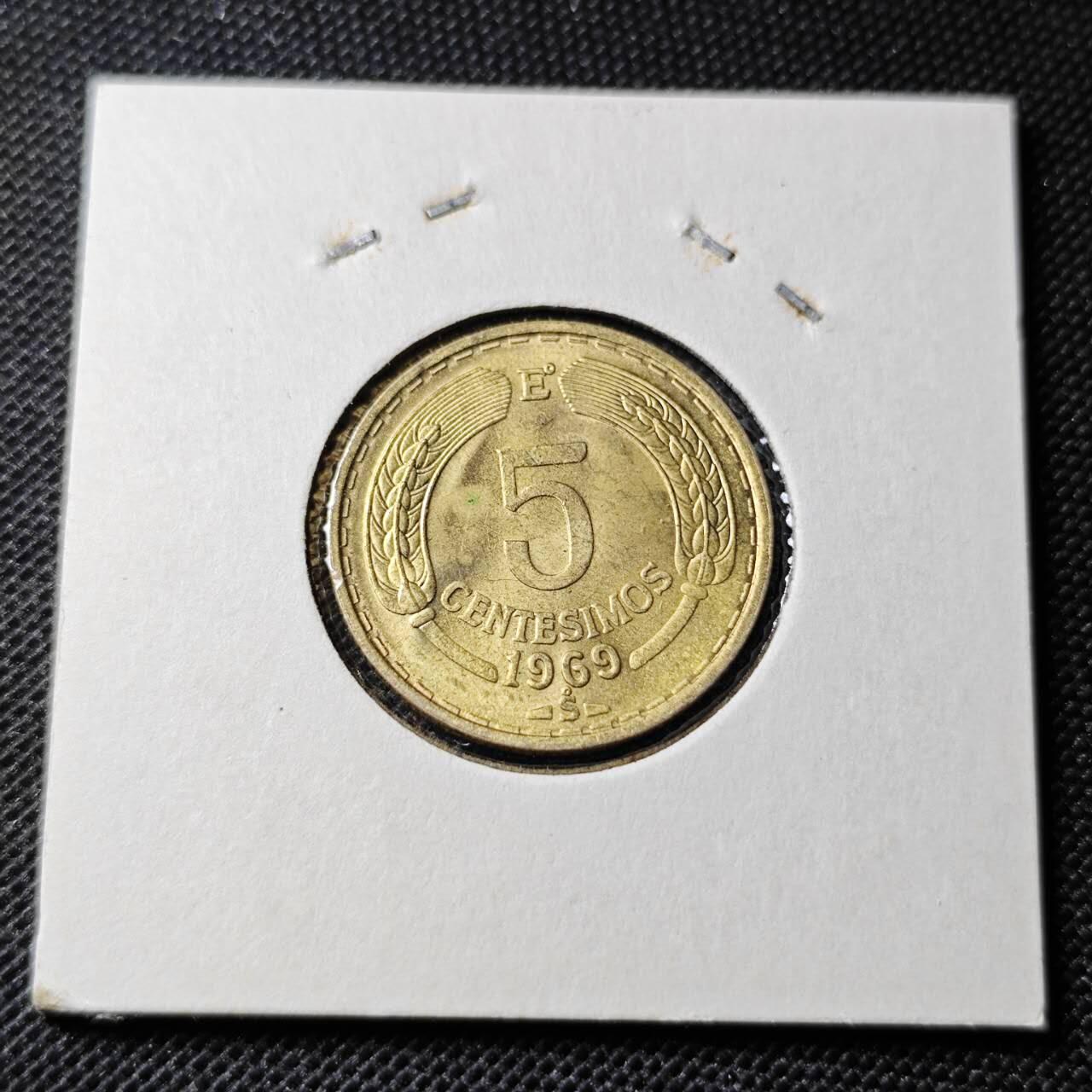 KK钱币收藏小铺 第346场 2月预留时间 周末发货 1969智利5分 好品铜币 飞鹰