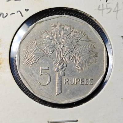 KK钱币收藏小铺 第345场 2月预留时间 周末发货 -  1982塞舌尔5卢比