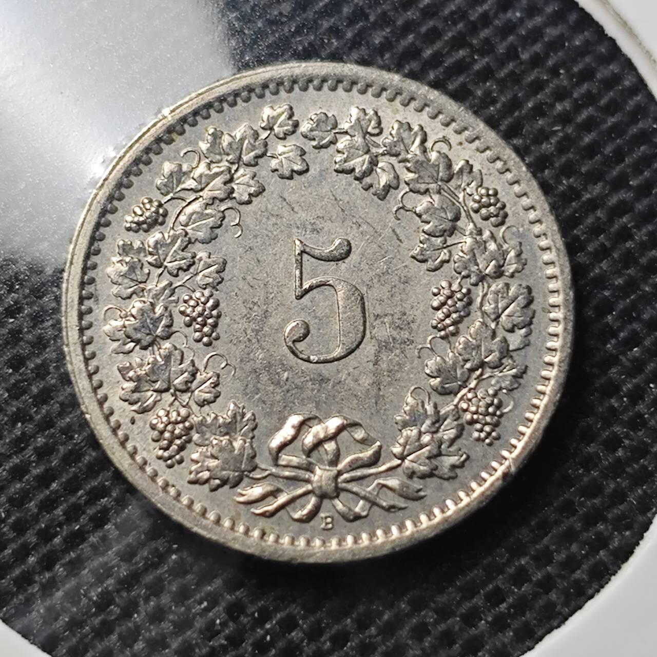 KK钱币收藏小铺 第344场 2月预留时间 周末发货 1969瑞士5分