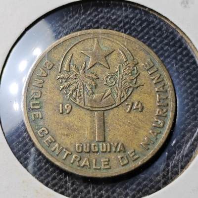 KK钱币收藏小铺 第346场 2月预留时间 周末发货 - 1974毛里塔尼亚1乌吉拉