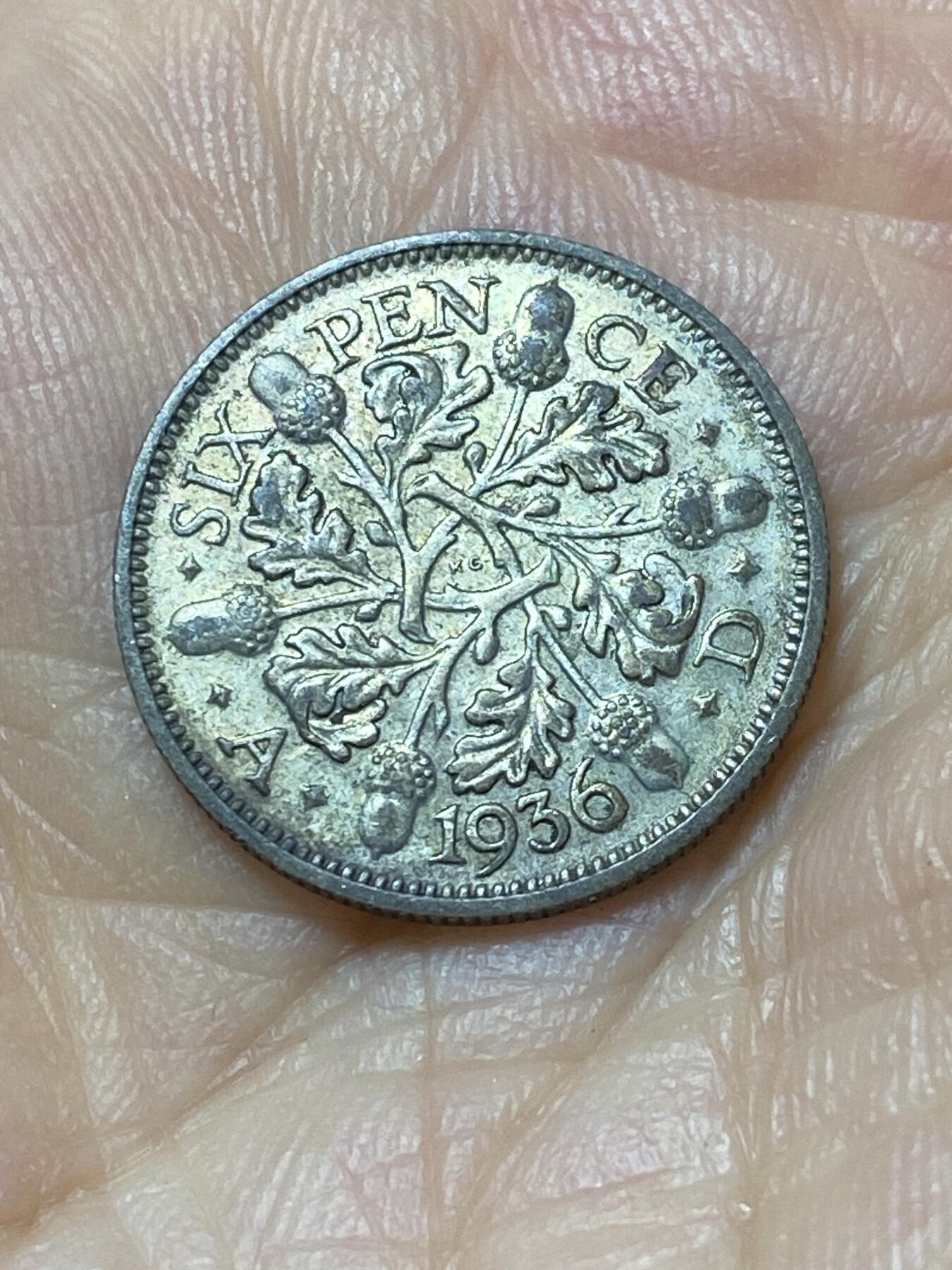2025年第九十五场(总第一百二十一场）外国好品散币(免佣金) 英国🇬🇧1936年6便士银币(乔治五世逝世年，第五版关门年，500银)