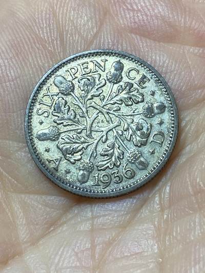 2025年第九十五场(总第一百二十一场）外国好品散币(免佣金) - 英国🇬🇧1936年6便士银币(乔治五世逝世年，第五版关门年，500银)