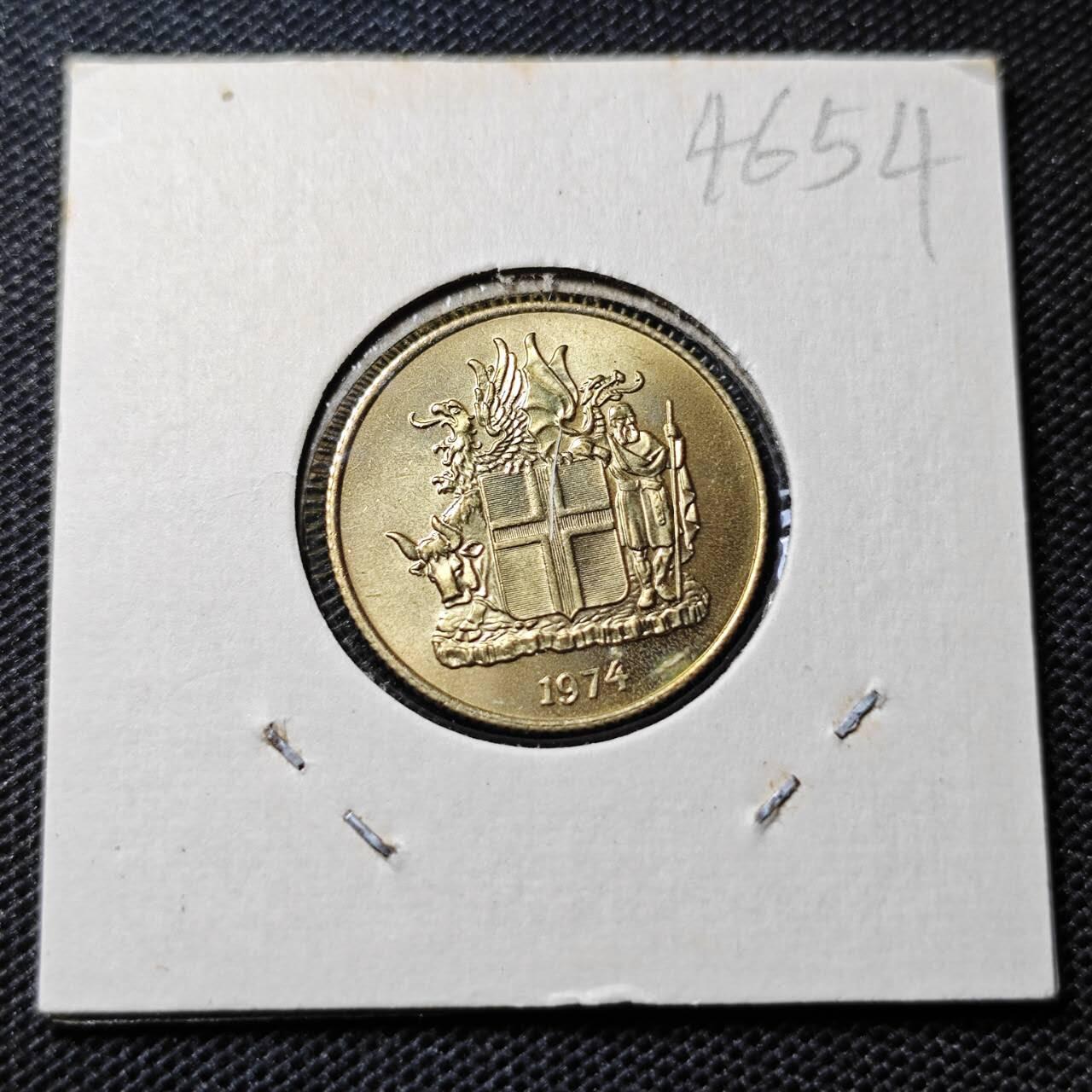 KK钱币收藏小铺 第346场 2月预留时间 周末发货 1974 冰岛1克朗 好品