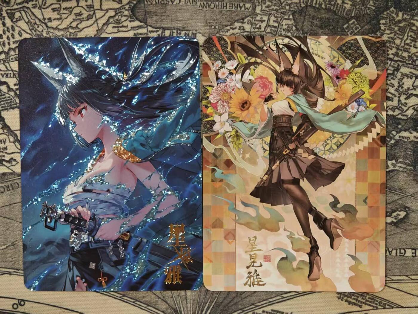 龙虎卡牌第五十六场 小浣熊 趣卡社五虎 百里亲签 万享盲盒（无佣金，满120包邮，周六晚上结拍，欢迎送拍） 钻闪卡 星见雅（图为正反面）