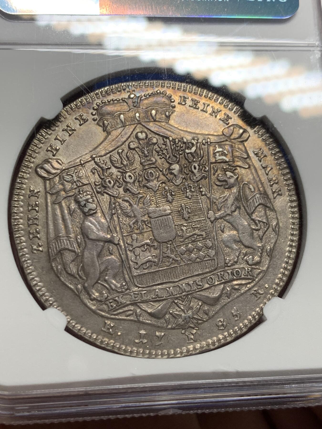 《竞宝斋》第421场 周日，周一，周二  3场连拍 （全场包邮） NGC AU58 德国1785年霍恩洛厄-新施泰因-厄林根泰勒银币