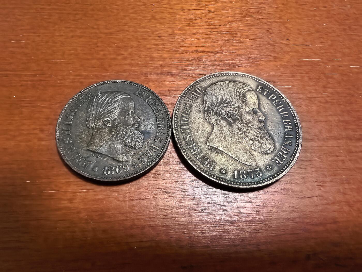 长老汇蛇年精选第五十一场拍卖 1869+1875巴西佩德罗二世20+40瑞斯铜币2枚